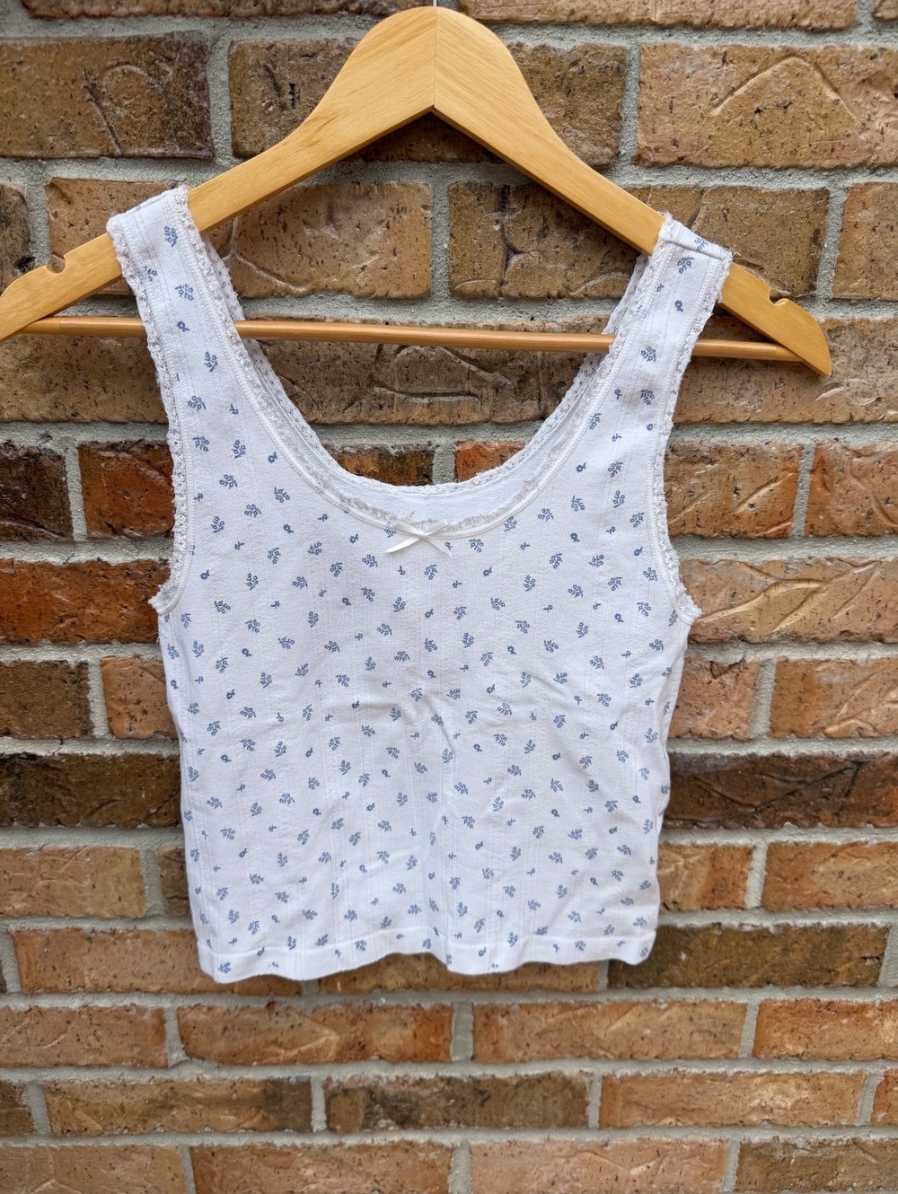 Pink Rose Floral Lace Trim Tank Top